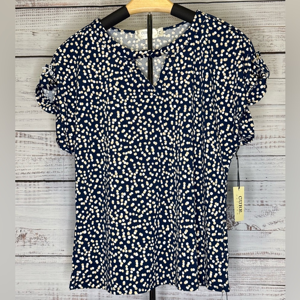 Stylish Women's Navy and White Polka Dot Blouse